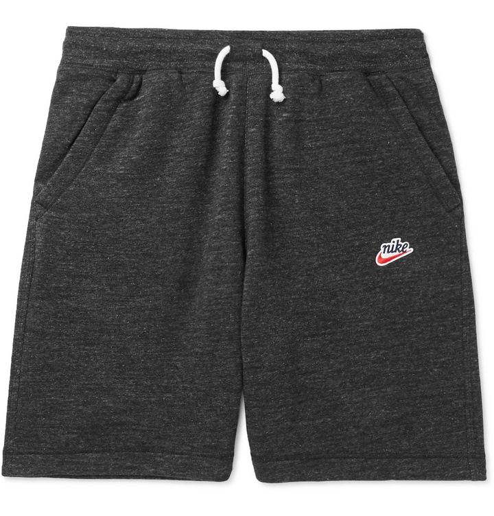 Photo: Nike - Heritage Mélange Fleece-Back Cotton-Blend Jersey Shorts - Gray