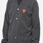 Comme des Garçons Play Men's Overlapping Heart Cardigan in Grey