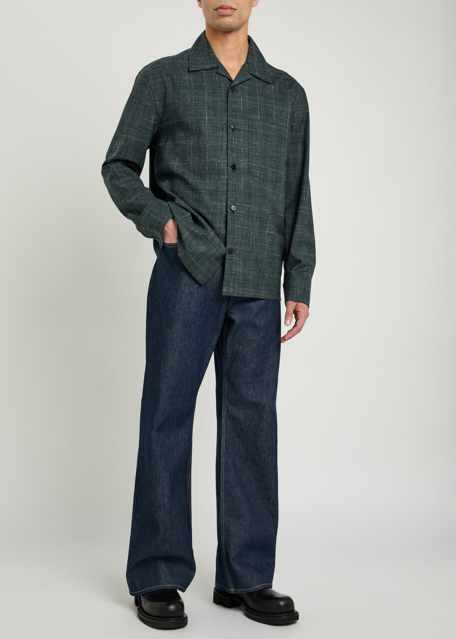 Jil Sander Checked Wool-blend Shirt Grey