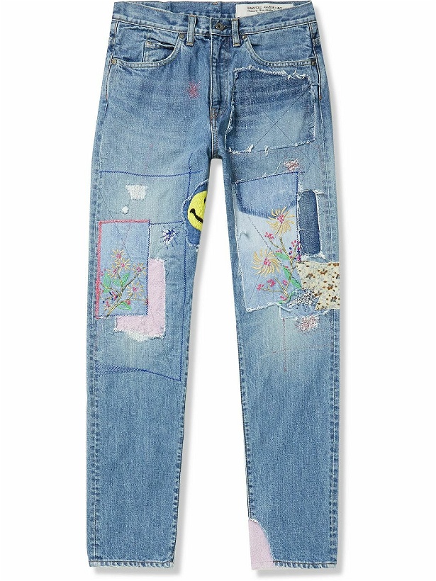 Photo: KAPITAL - OKABILLY Slim-Fit Patchwork Embroidered Jeans - Blue