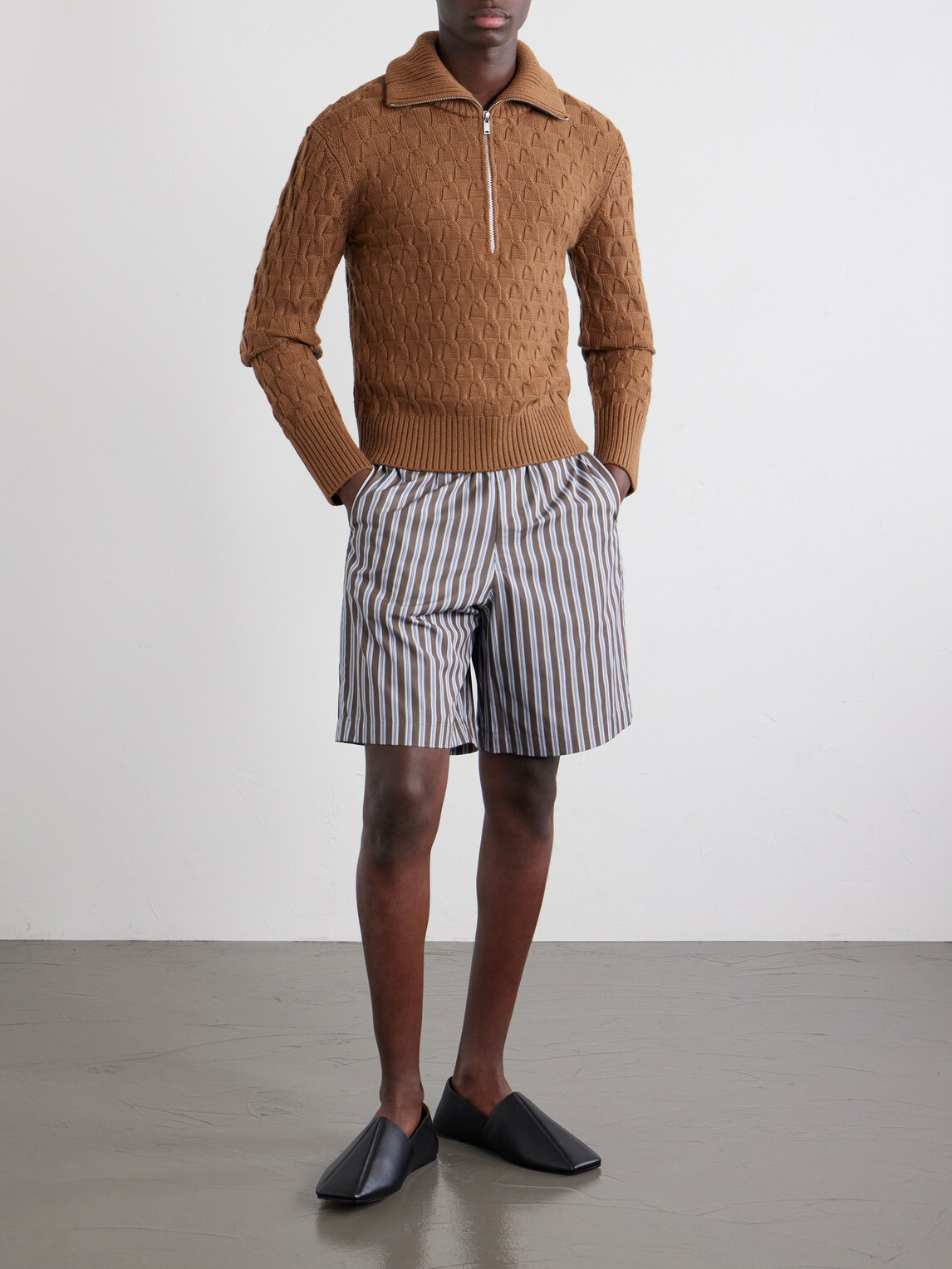 Wales Bonner - Wool Half-Zip Sweater - Brown