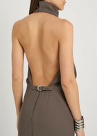 Khaite Roxanne Open-back Crepe Midi Dress Brown Other