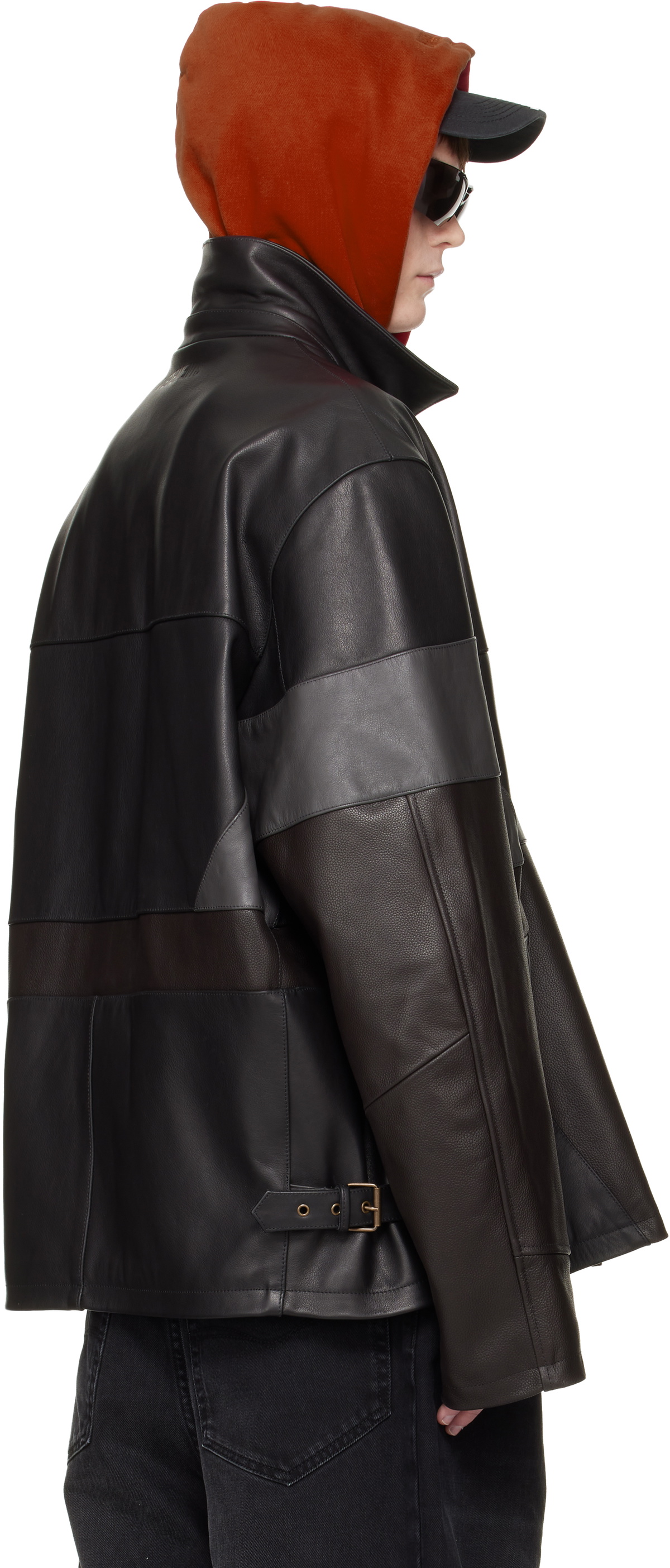 VETEMENTS Black & Brown Cut-Up Leather Jacket