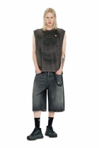 Diesel Sleeveless top in cotton with tonal graphic - T-Shirts Mens in Grey