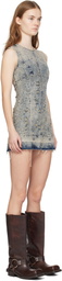 GUESS USA Blue Distressed Denim Minidress