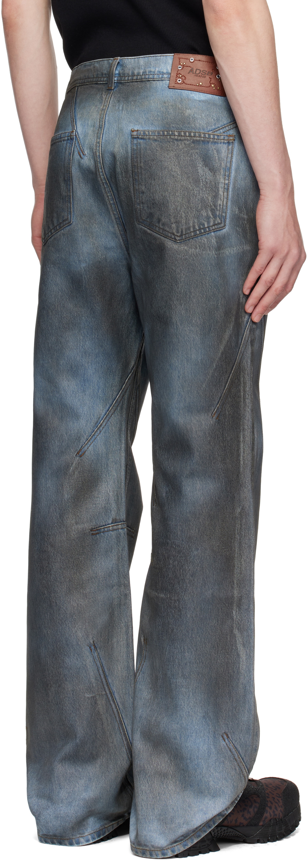 【Andersson Bell】 DIRTY SPRAY WASHED WIDE LEG JEANS Andersson Bell Dirty Spray Washed Wide Leg Jeans | Navy Blue