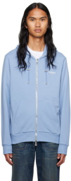 Balmain Blue Flocked Hoodie