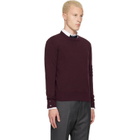 Thom Browne Burgundy Ottoman Milano Stitch 4-Bar Bomber Sweater