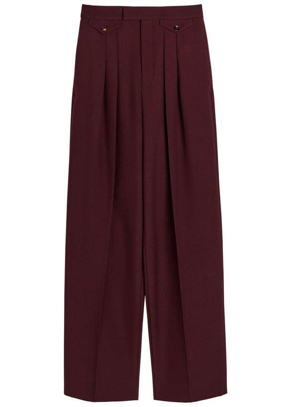 Photo: Chloe Pleated Straight-leg Wool Trousers Purple