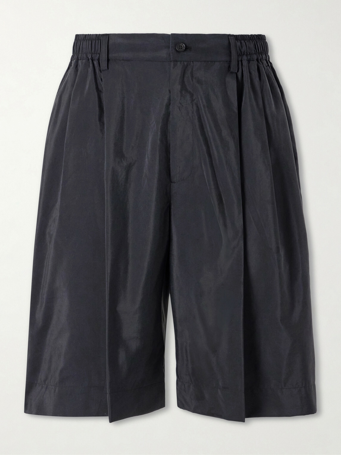 ssstein - Easy Wide-Leg Silk-Blend Shorts - Black