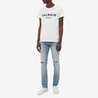 Balmain Men's Paris Logo T-Shirt in White/Black