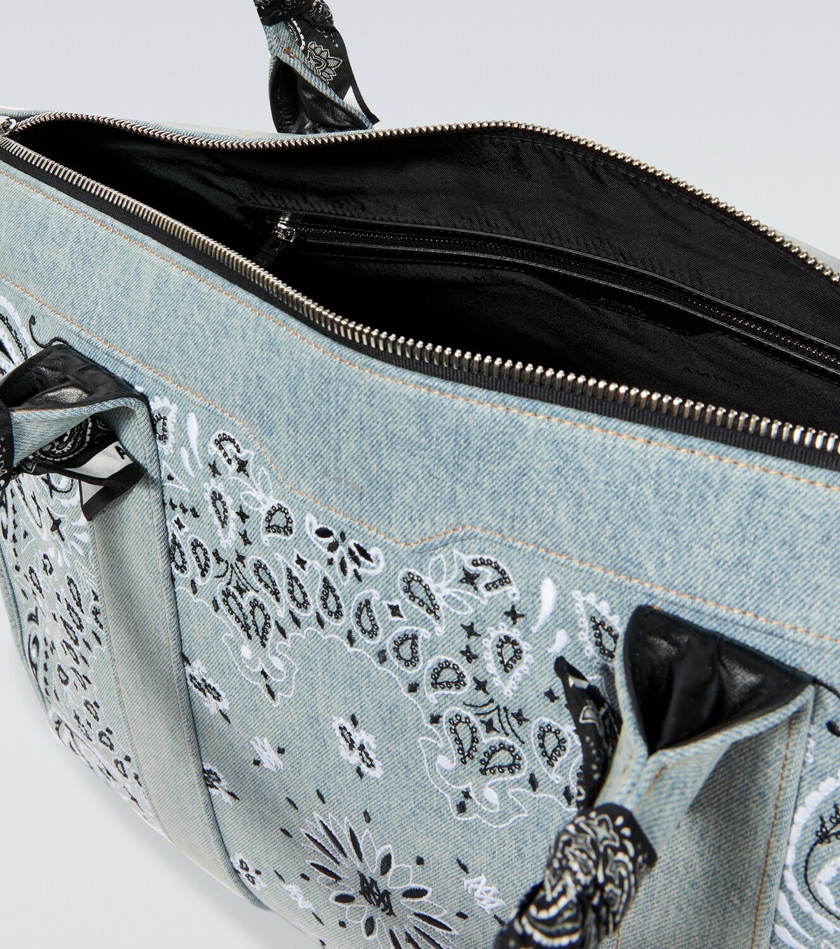 Amiri Bandana-embroidered denim duffel bag Amiri