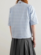 Thom Browne - Logo-Appliquéd Gingham Cotton-Blend Poplin Shirt - Blue