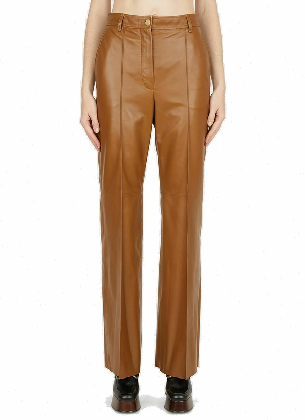 Photo: Leather Straight Leg Pants in Brown