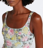 Là Fuori Celeste Jardin embellished midi dress