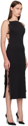 VAILLANT Black Square Neck Midi Dress