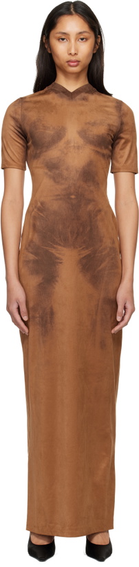 Photo: Acne Studios Brown Trompe L’Oeil Faux-Suede Maxi Dress