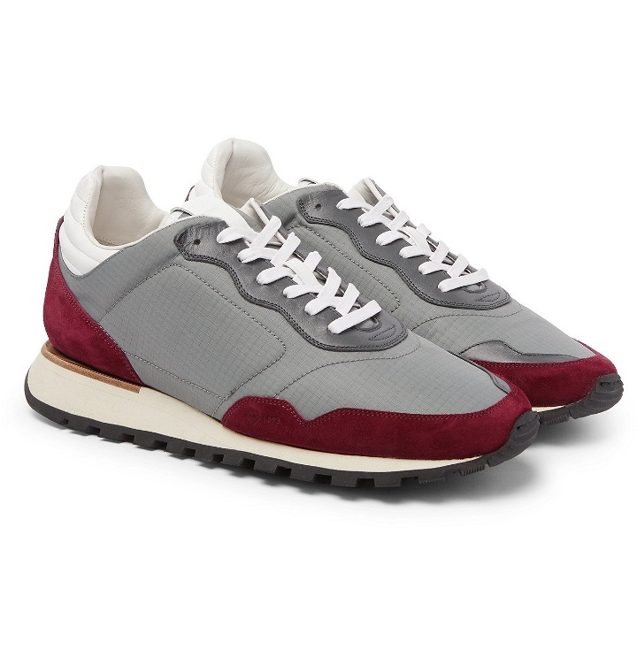 Photo: Dunhill - Axis Ripstop, Suede and Leather Sneakers - Gray
