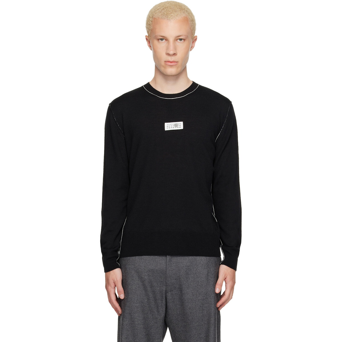 MM6 Maison Margiela Black Crewneck Sweater