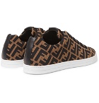 Fendi - Leather-Trimmed Logo-Jacquard Sneakers - Brown