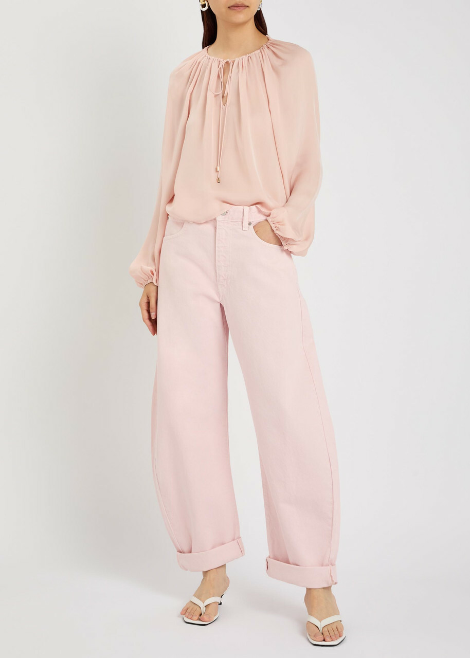 Frame The Balloon Silk Blouse Pink