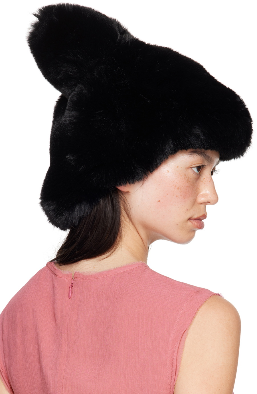 Real Fur Hat with Bow Accent White Vintage Fur Unique Accent Ladies Hat Silk Ribbon & Bow  main image 4
