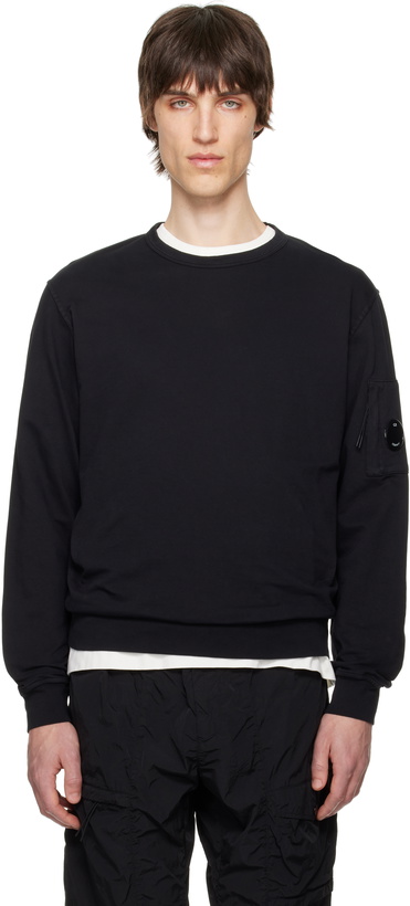 Photo: C.P. Company Black Light Fleece Crewneck Lens Sweatshirt