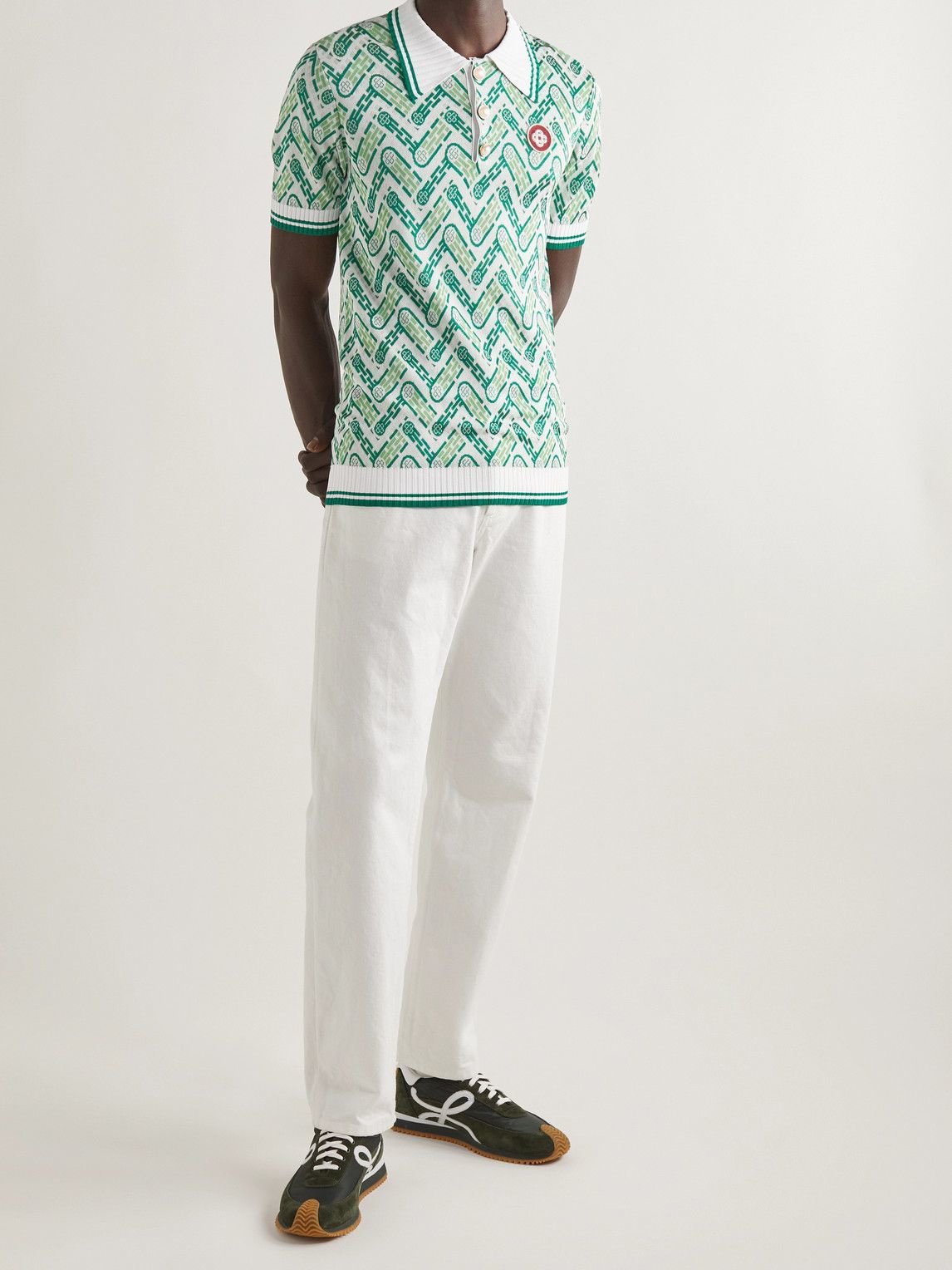 Louis Vuitton 3d Signature Knit Polo Top in White