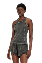 Diesel Cotton tank top with treated effect - Tops Womens in Grey