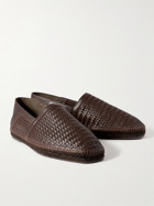 TOM FORD - Barnes Collapsible-Heel Woven Leather Espadrilles - Brown