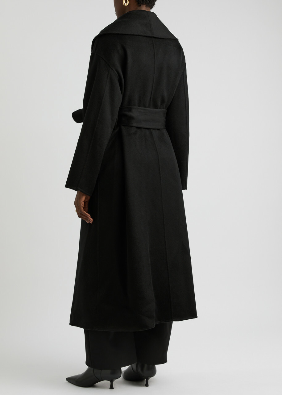 Aexae Belted Wool-blend Coat Black