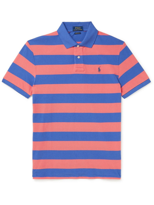 Photo: Polo Ralph Lauren - Slim-Fit Logo-Embroidered Striped Cotton-Piqué Polo Shirt - Orange