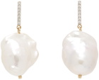 Mateo Gold Diamond Bar Baroque Pearl Earrings