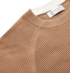 Brunello Cucinelli - Contrast-Tipped Ribbed Cotton Sweater - Neutrals