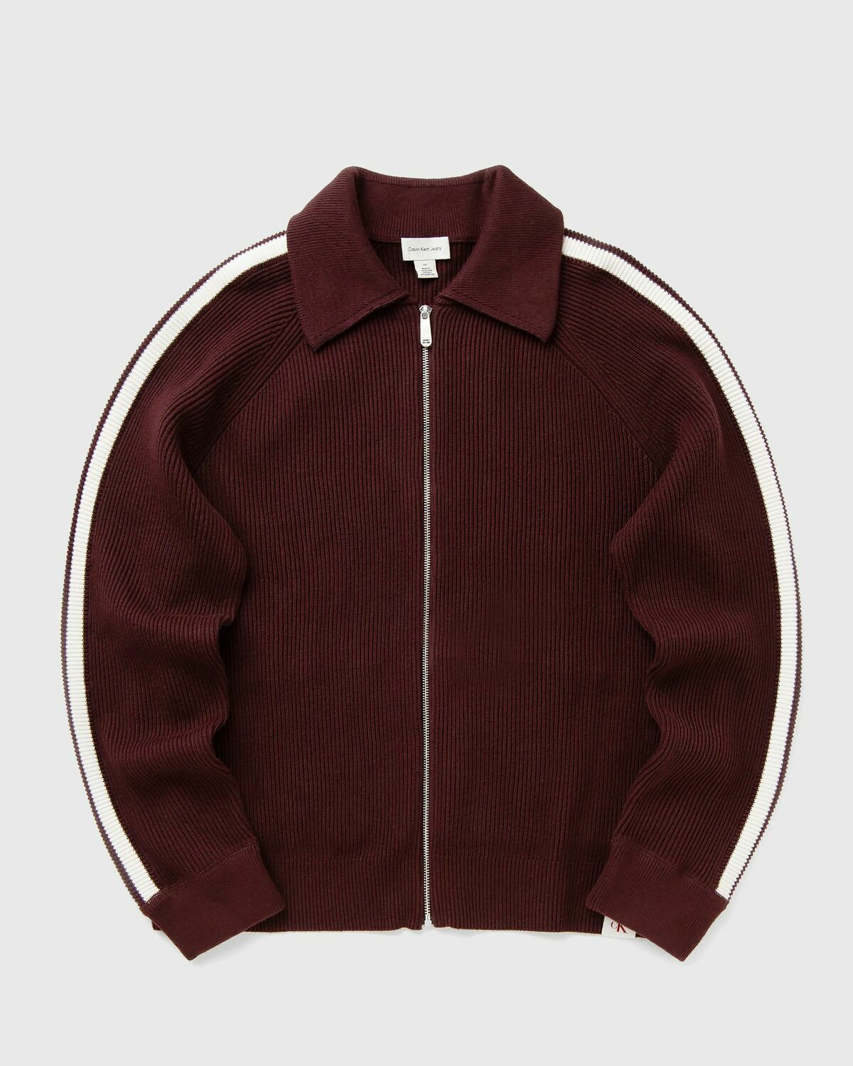 Calvin Klein Jeans LS RACING STRIPE FZ SWEATER 9GG Brown Mens Zipper
