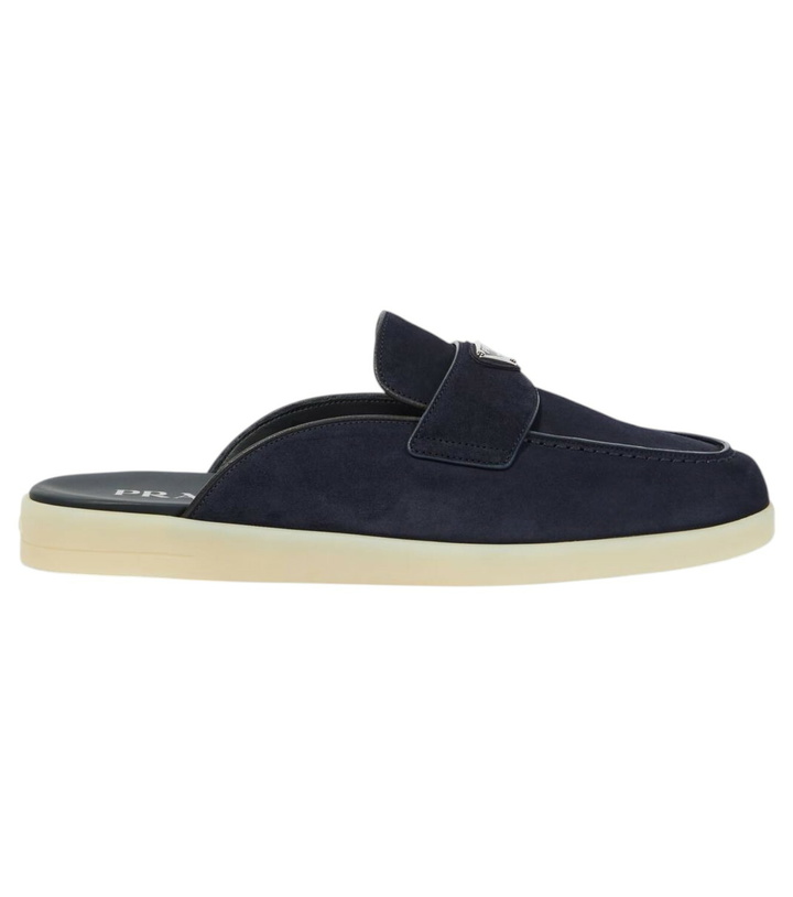 Photo: Prada Logo suede slippers