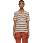 Gucci Brown and Beige Wool GG Patch Stripes T-Shirt