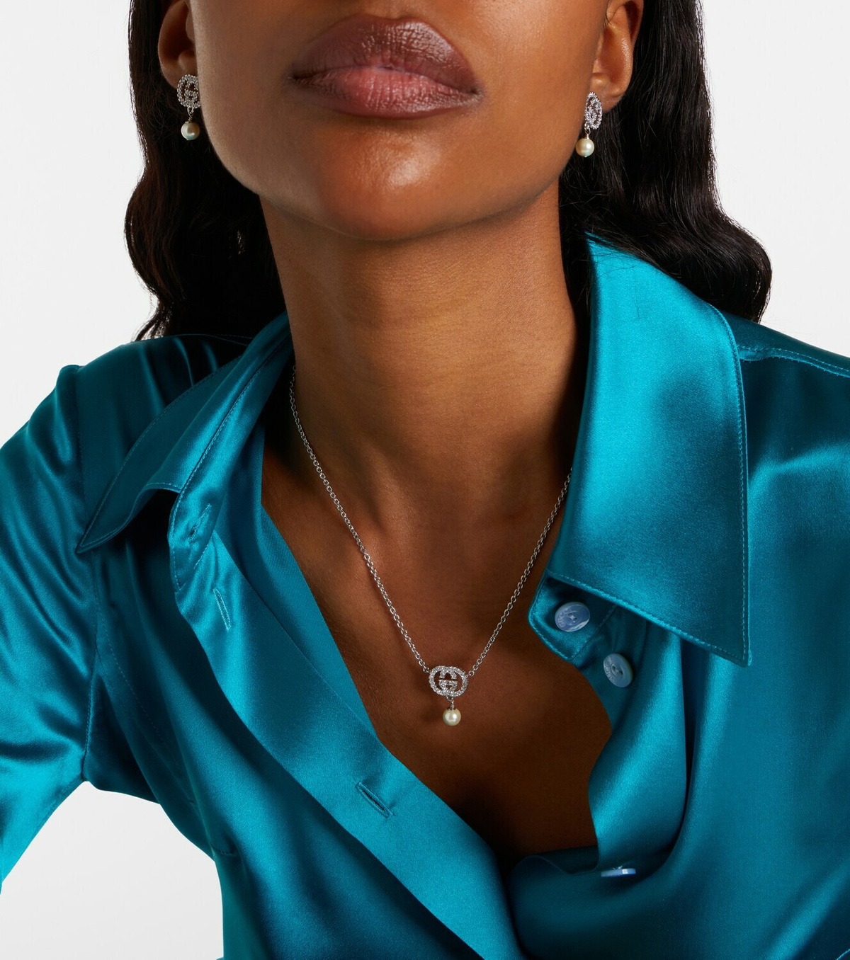 Gucci Interlocking G embellished pendant necklace