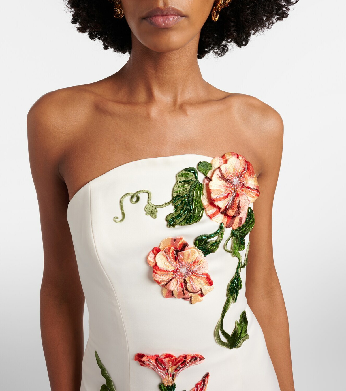 Leo Lin Floral-appliqué halterneck gown