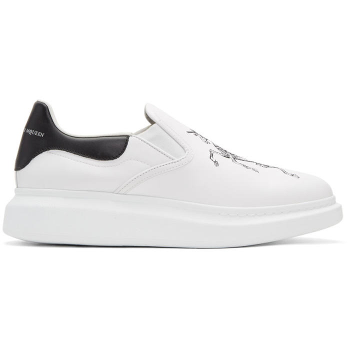 Photo: Alexander McQueen White Embroidered Oversized Slip-On Sneakers
