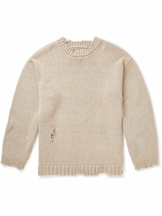 Photo: Maison Margiela - Distressed Knitted Sweater - Neutrals