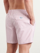 Hartford - Straight-Leg Mid-Length Striped Seersucker Swim Shorts - Red