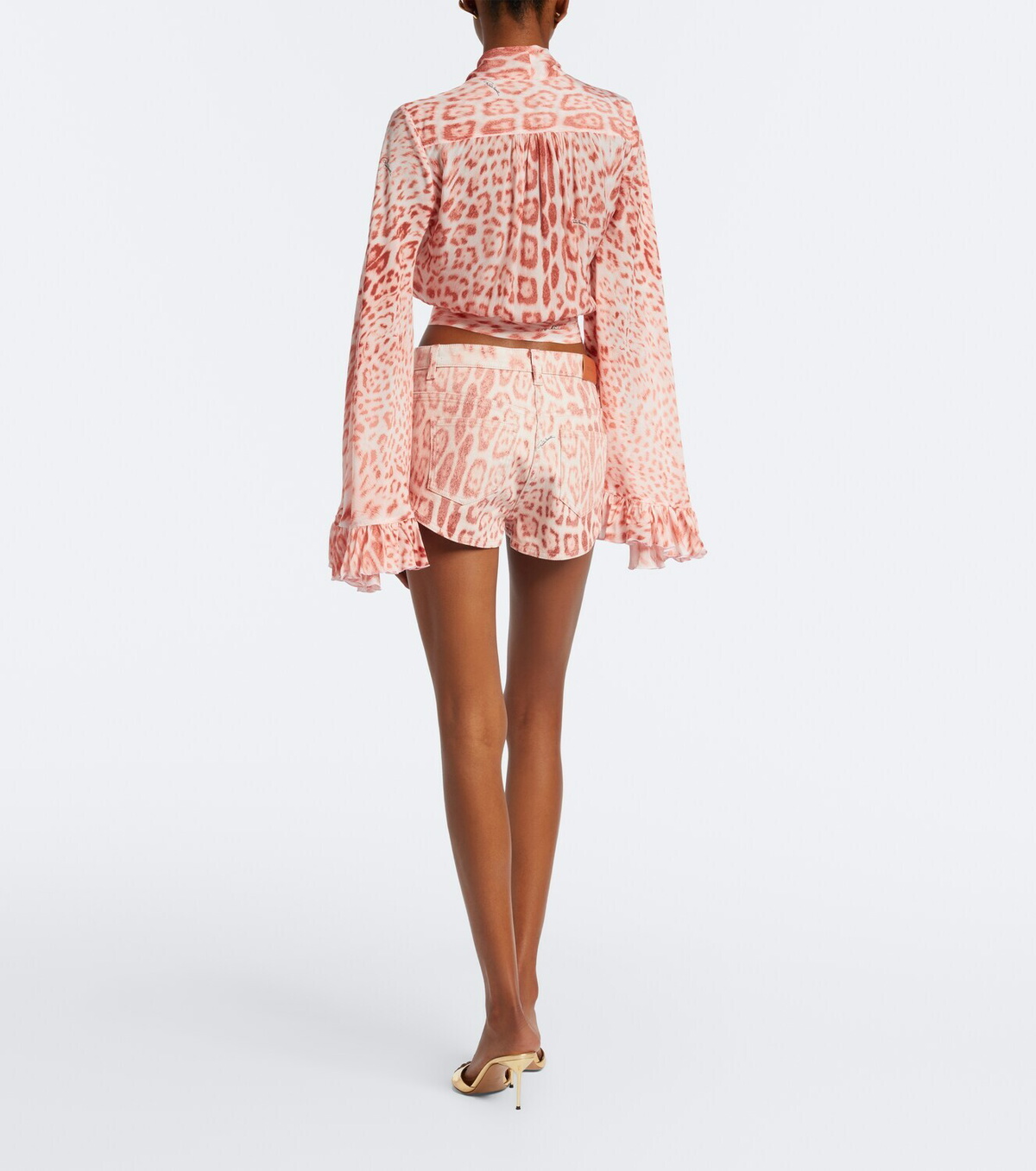 Roberto Cavalli Leopard-print denim shorts