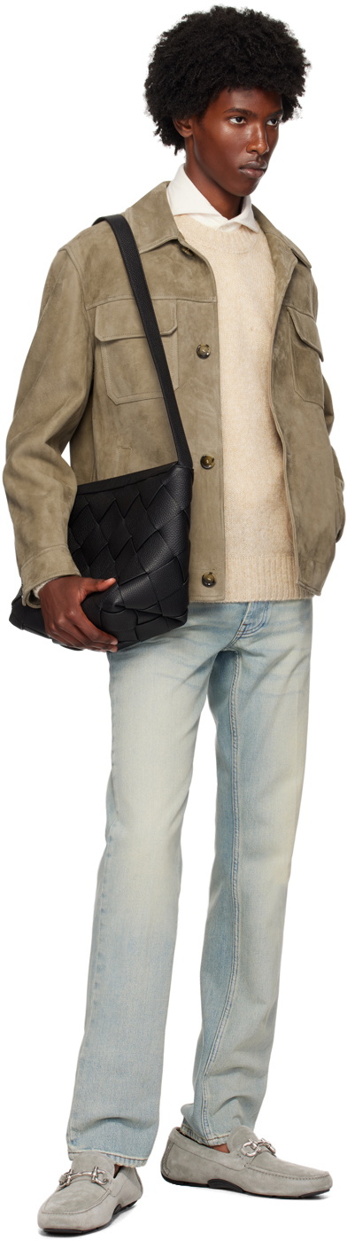 Lardini Taupe Paneled Leather Jacket