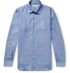 Loro Piana - Mélange Slub Linen Shirt - Blue