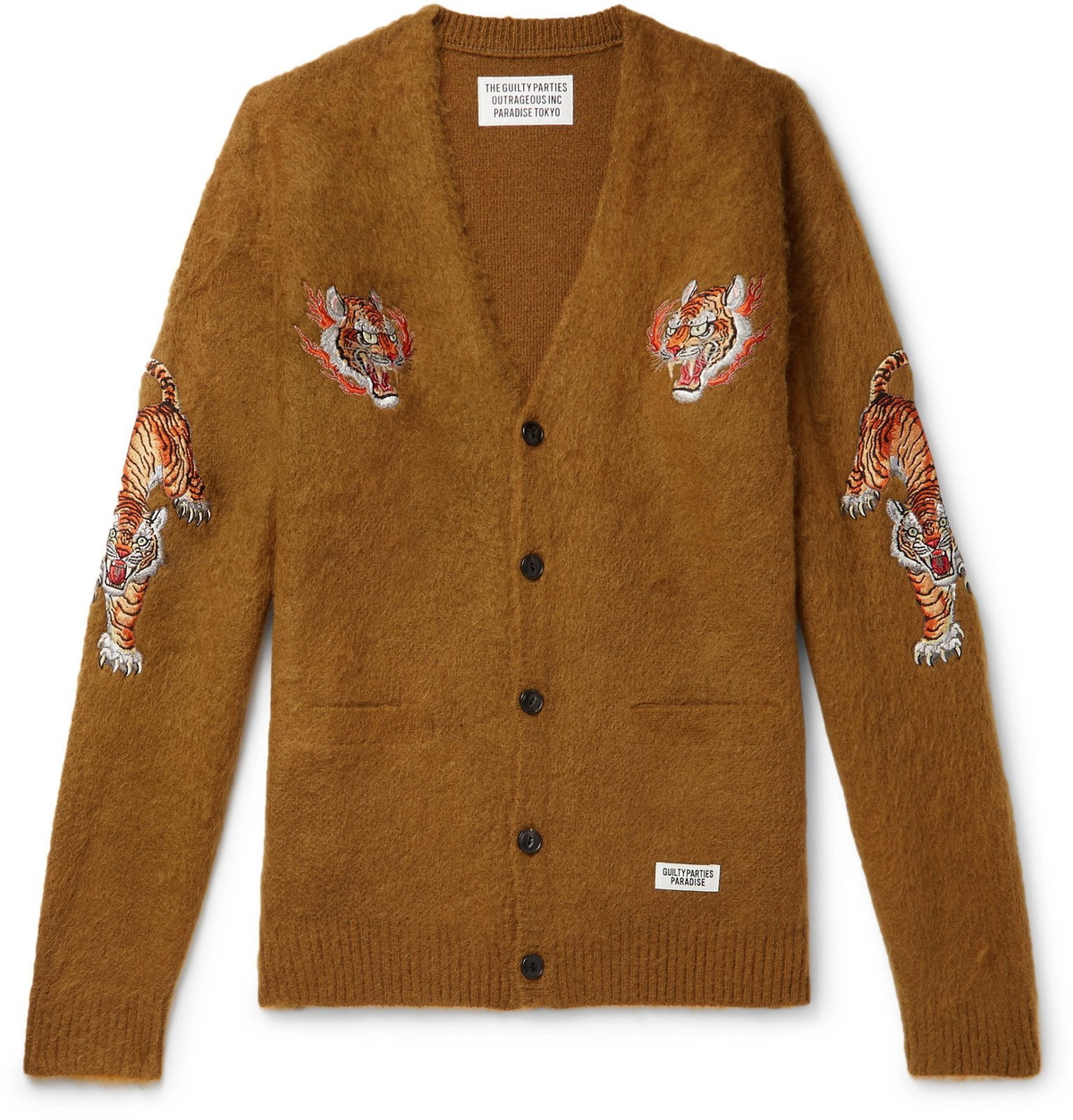 Wacko Maria - Tim Lehi Appliquéd Knitted Cardigan - Brown Wacko Maria