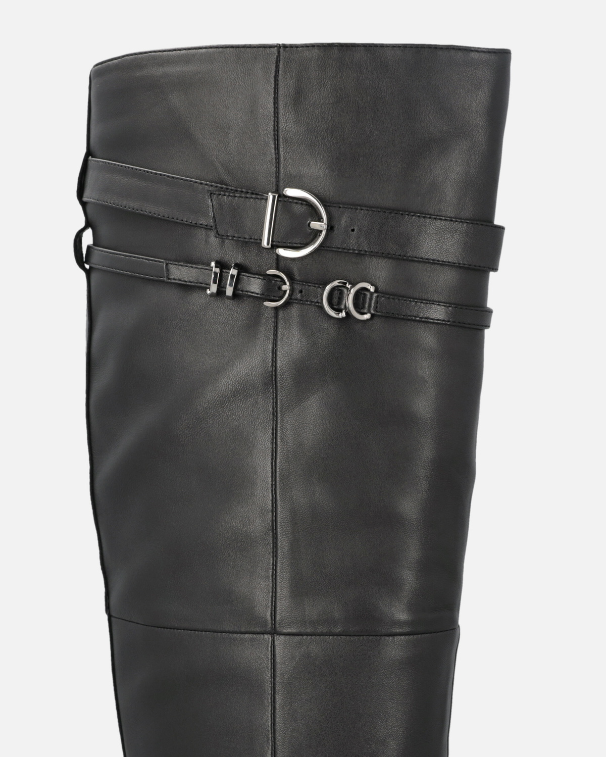 Pinko Knee High Nappa Leather Boots With Heel And Strap Limo Black