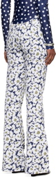 Jean Paul Gaultier White & Navy 'The Curved Flower' Jeans