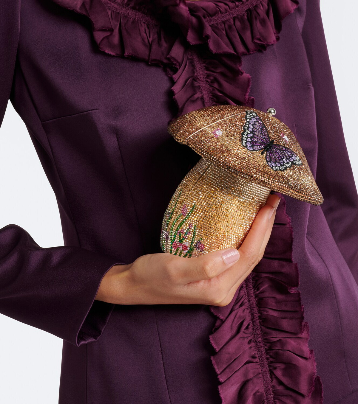 Judith Leiber Couture Mushroom Bella crystal-embellished clutch