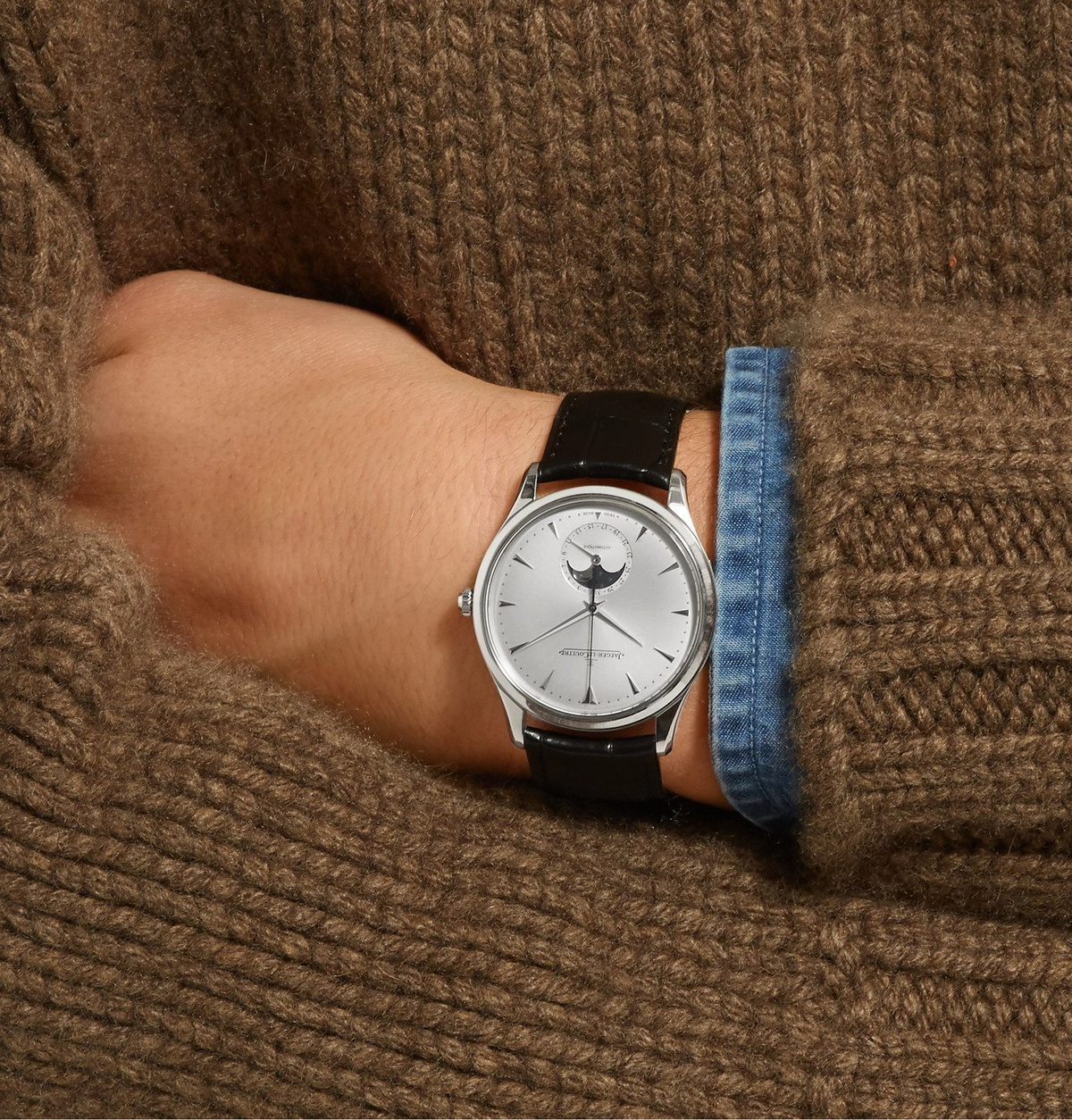 Jaeger-LeCoultre - Master Ultra Thin Moon Automatic 39mm Stainless Steel and Alligator Watch, Ref. No. JLQ1368420 - Black